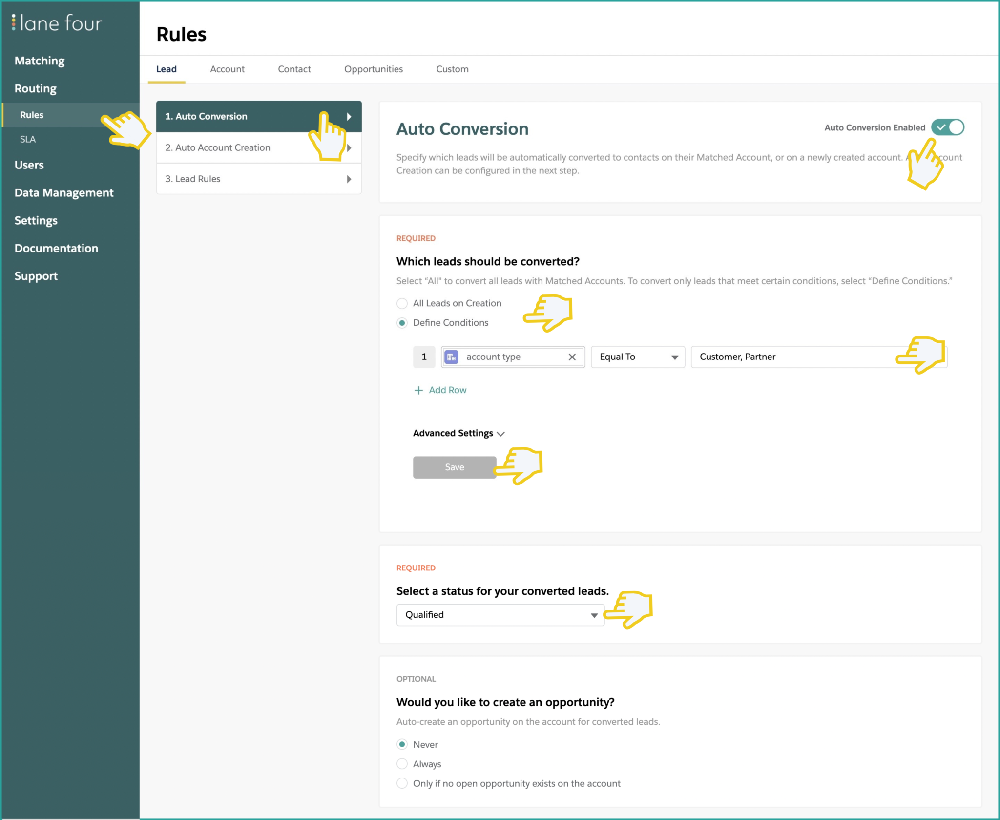 Auto Convert a Lead into an Account